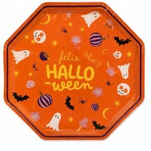 PLATOS ''FELIZ HALLOWEEN'' X10UN. (NARANJA)