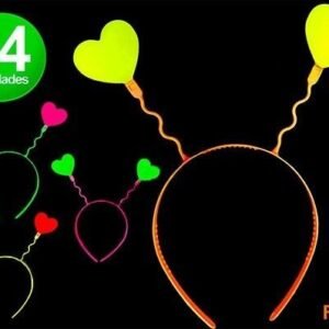 VINCHA CORAZON FLUO PLASTICAS X4