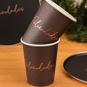 VASO POLIPAPEL NEGRO FELICIDADES X10