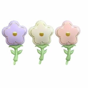 SET 3 GLOBO MARGARITA PASTEL CON TALLO FLOR