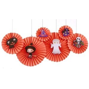 ROSETAS DE PAPEL HALLOWEEN NARANJA X6
