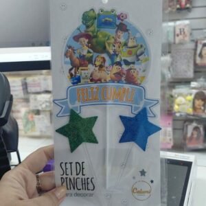 ADORNO TORTA PINCHE SET FELIZ CUMPLE TOY STORY 5