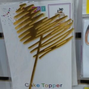 CAKE TOPPER ADORNO TORTA CORAZON RAYADO DORADO