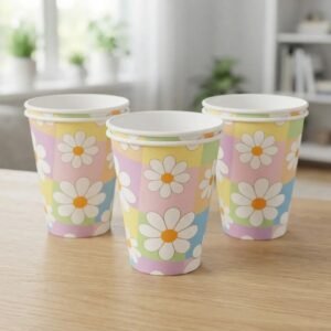 VASO POLIPAPEL FLORCITAS MARGARITAS x8
