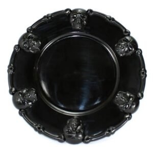 BANDEJA GOLOSINERAS REDONDA CALAVERA NEGRO