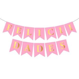 BANDERIN FELICIDADES STAMPING ROSA