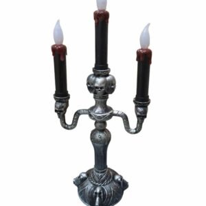 CANDELABRO PLASTICO HALLOWEEN GRIS
