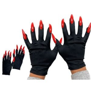 GUANTE NEGRO CON UÑAS ROJAS