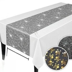 CAMINO DECORATIVO PARA MESA TELARAÑA PLATA