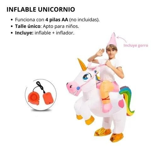 DISFRAZ INFLABLE UNICORNIO HADA INFANTIL - Imagen 3