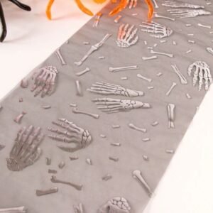 CAMINO DECORATIVO PARA MESA HUESOS PLATA