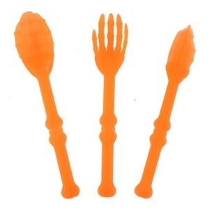 SET 3 CUBIERTOS HALLOWEEN HUESOS NARANJA