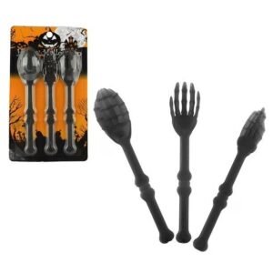 SET 3 CUBIERTOS HALLOWEEN HUESOS NEGRO