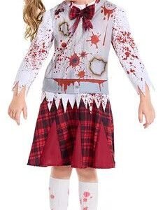 DISFRAZ NIÑA COLEGIALA ZOMBIE TALLE XL