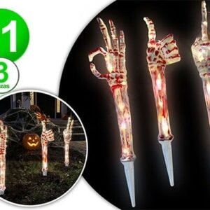 3 ESTACAS HUESOS MANOS CON LUZ