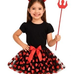 SET DIABLITA NIÑA, INCLUYE: VINCHA, TRIDENTE y TUTU (talle único - infantil)